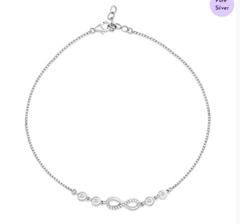 Infinite Sparkle Rhodium-Plated 925 Sterling Silver Anklet