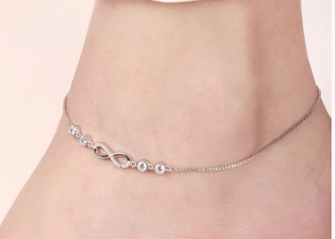 Infinite Sparkle Rhodium-Plated 925 Sterling Silver Anklet