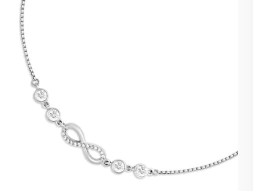 Infinite Sparkle Rhodium-Plated 925 Sterling Silver Anklet