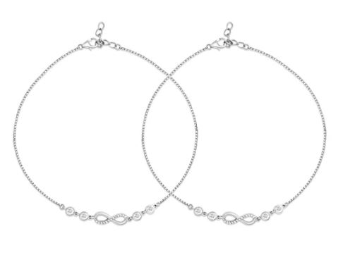 Infinite Sparkle Rhodium-Plated 925 Sterling Silver Anklet